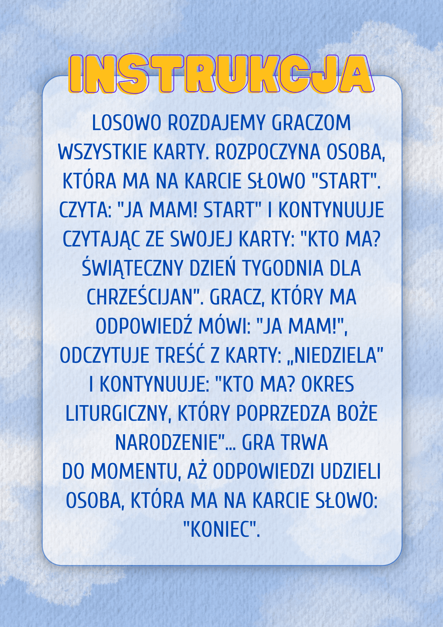 Gra religijna – “JA MAM! KTO MA?” – Rok liturgiczny - karty w plikach pdf do pobrania i wydruku ⏬🖨️✂️ - obrazek 6
