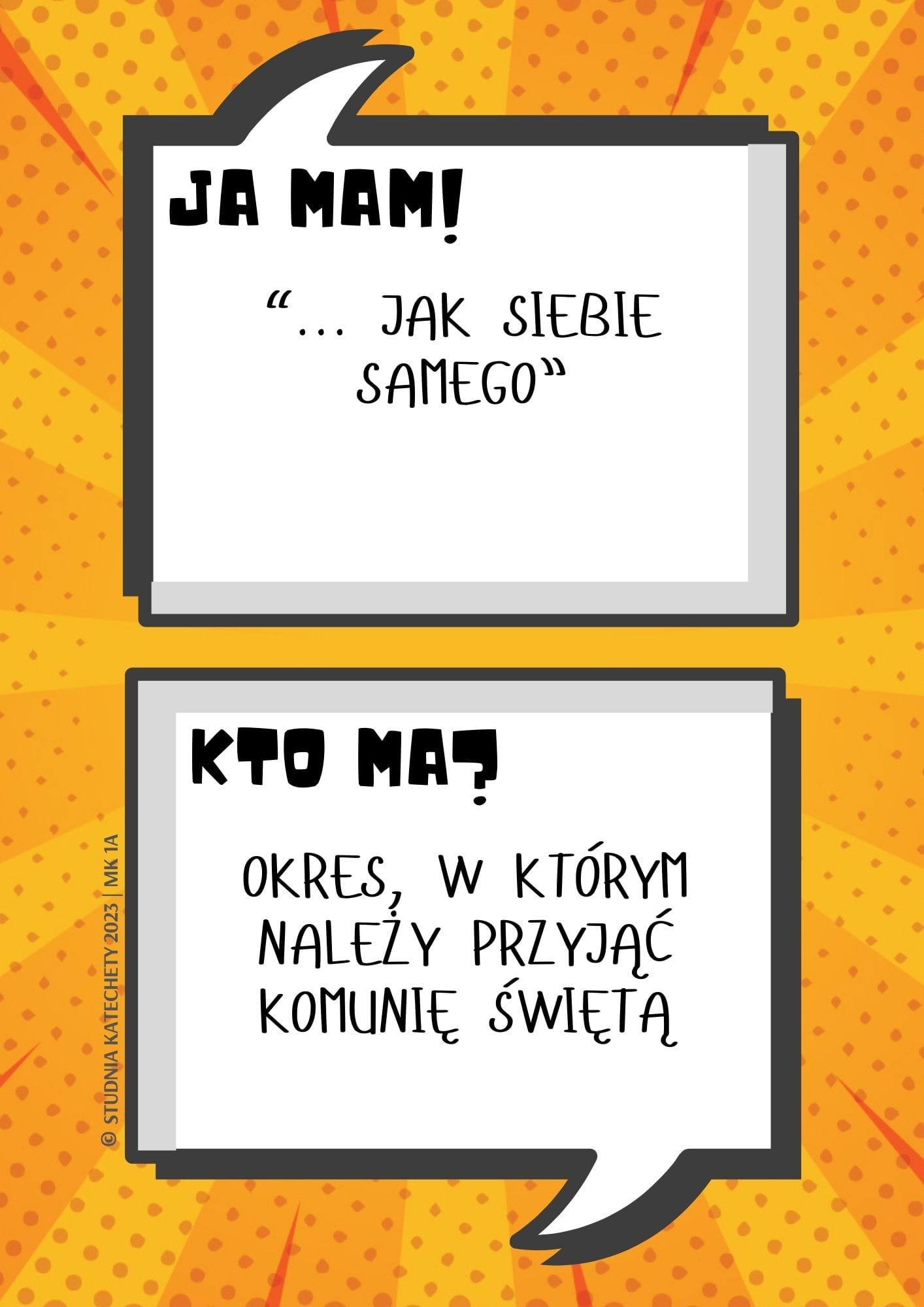 Gra religijna – “JA MAM! KTO MA?” – MAŁY KATECHIZM - karty w plikach pdf do pobrania i wydruku (2 x 32 karty, wersja krótsza i dłuższa) ⏬🖨️✂️ - obrazek 12