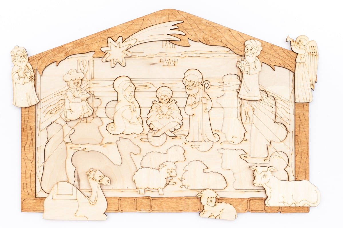 na religię żłóbek drewniany szopka drewniane puzzle Boże Narodzenia żłóbek