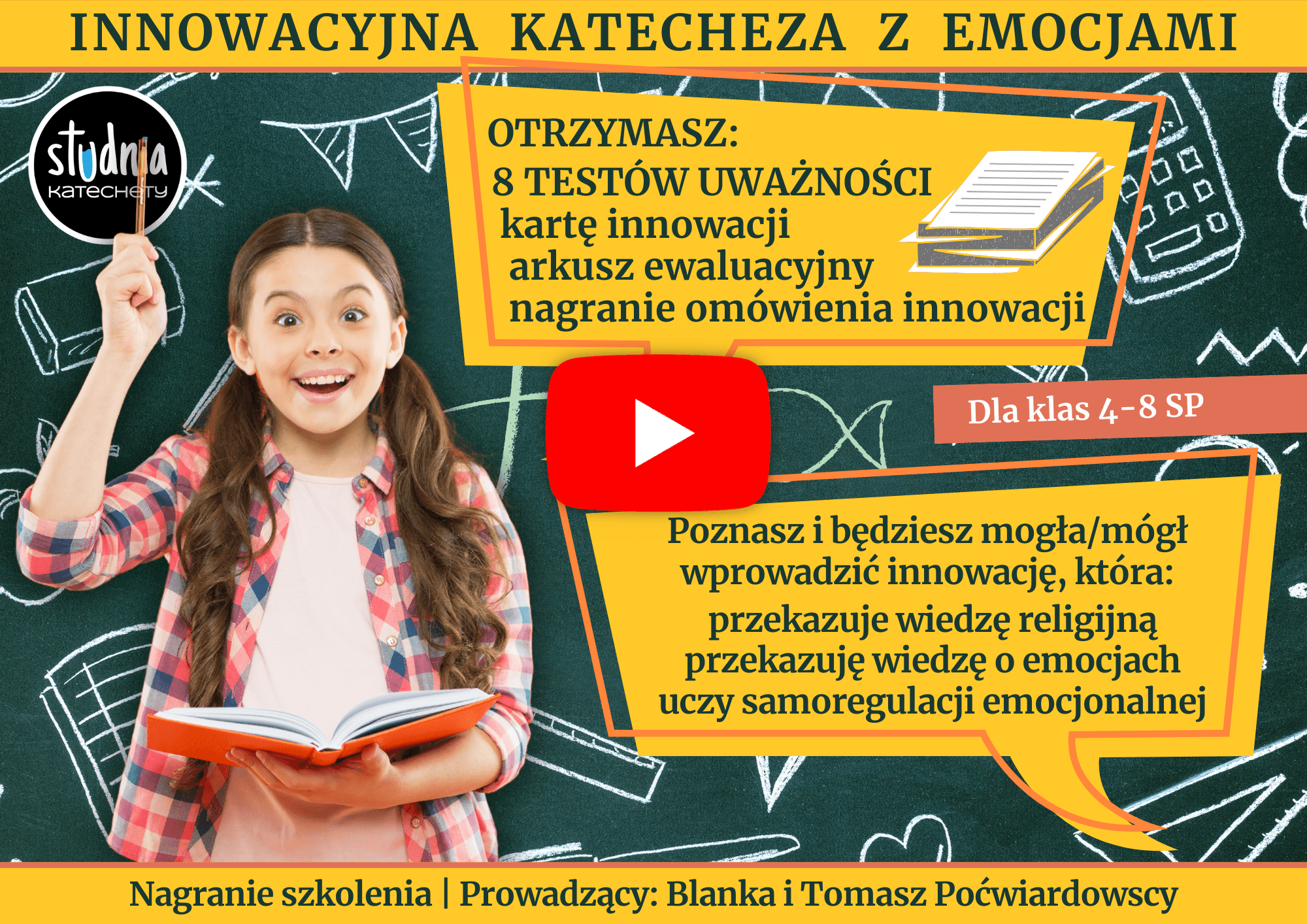 Szkolenie o innowacji pedagogicznej z religii. Innowacja z testami uważności o tematyce religijnej, a także związanej z emocjami. Testy do wykorzystania w ciągu całego roku na katechezach.