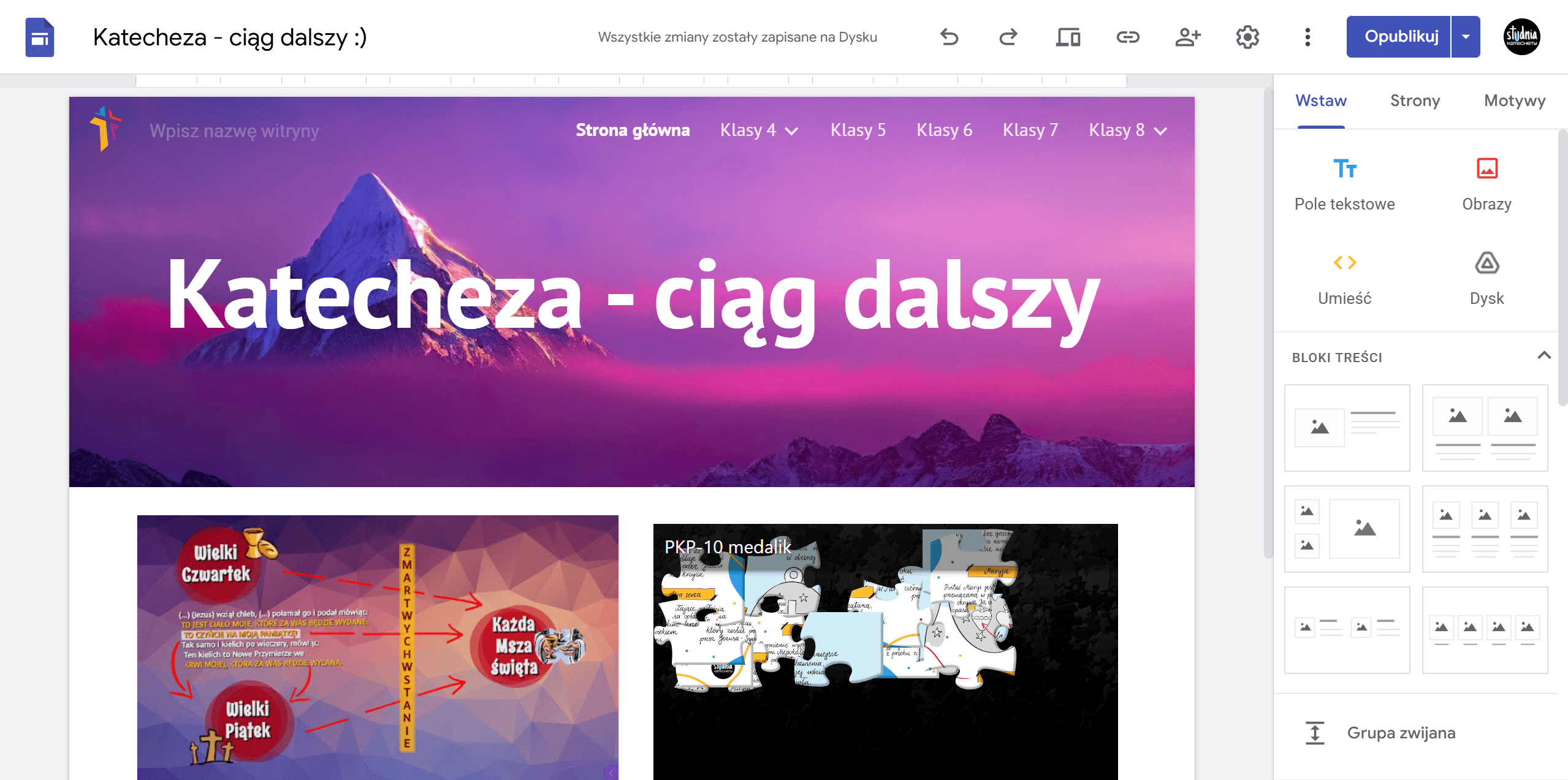 Łatwe tworzenie stron internetowych w Google Sites + Praca z dokumentami w Google NotebookLM i na ilovepdf.com - nagrania szkoleń dla katechetów | 45 minut + 40 minut - obrazek 2