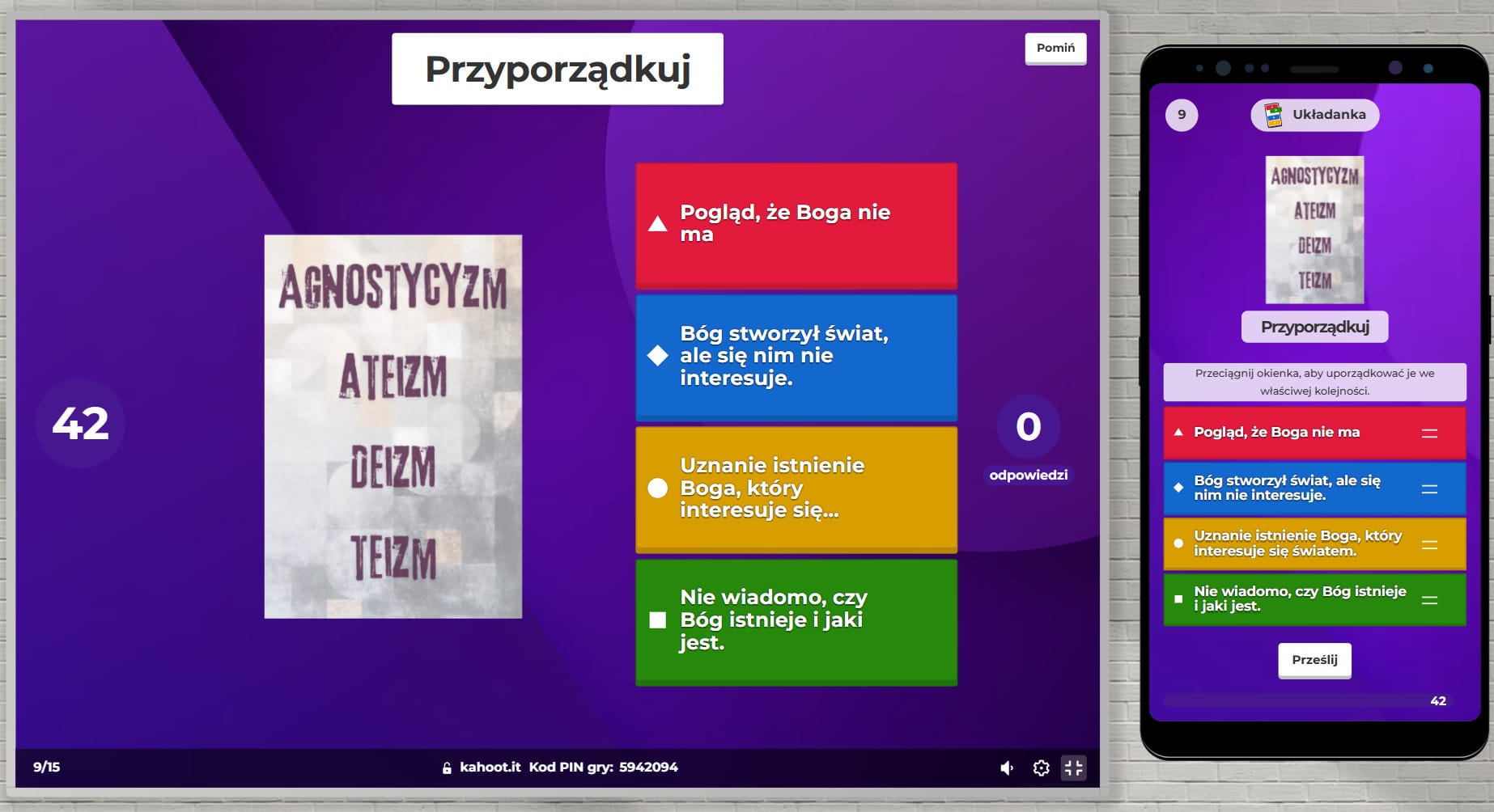 Quiz Kahoot – Dowody na istnienie Boga