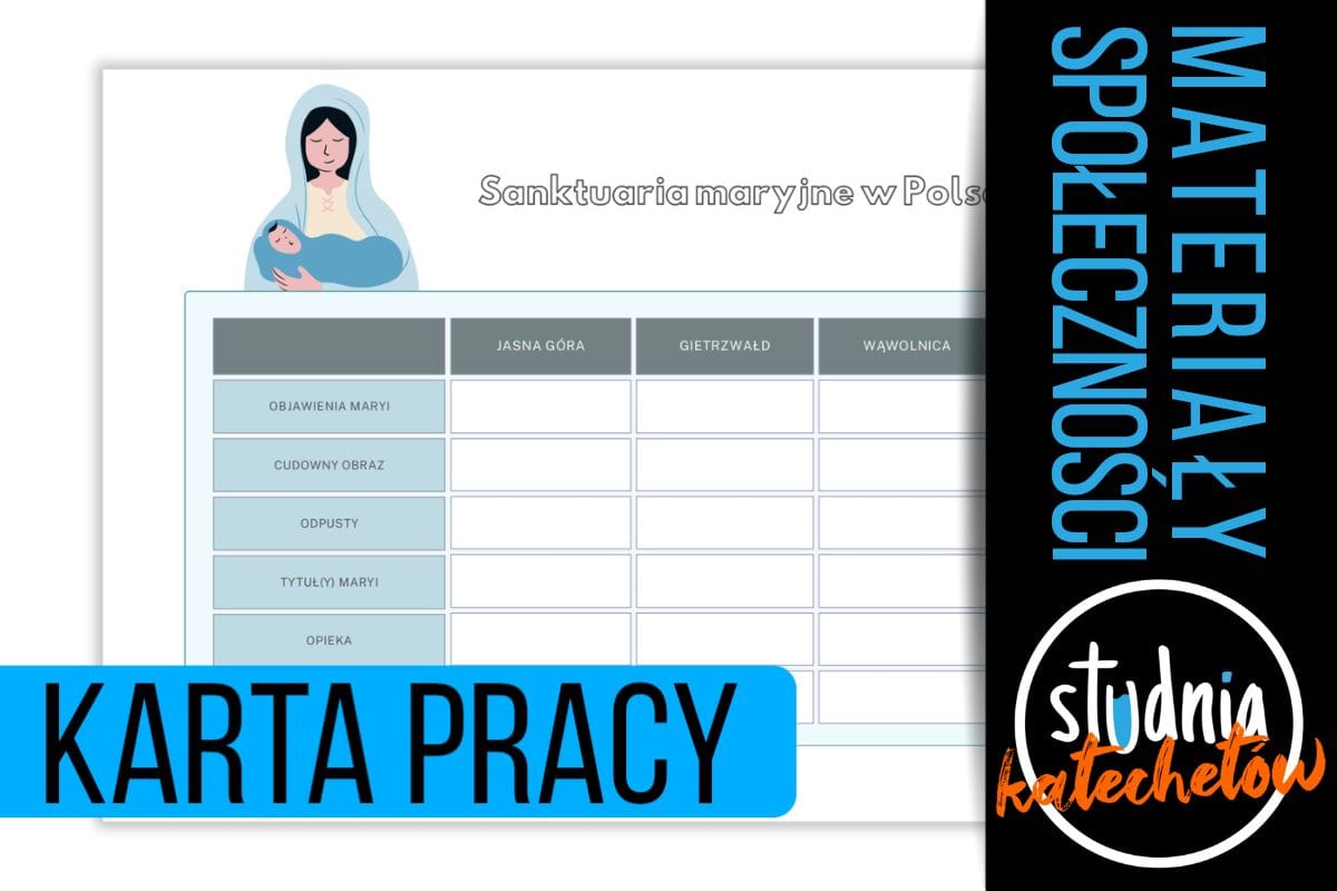 Sanktuaria maryjne w Polsce – karta pracy PDF ⏬🖨️