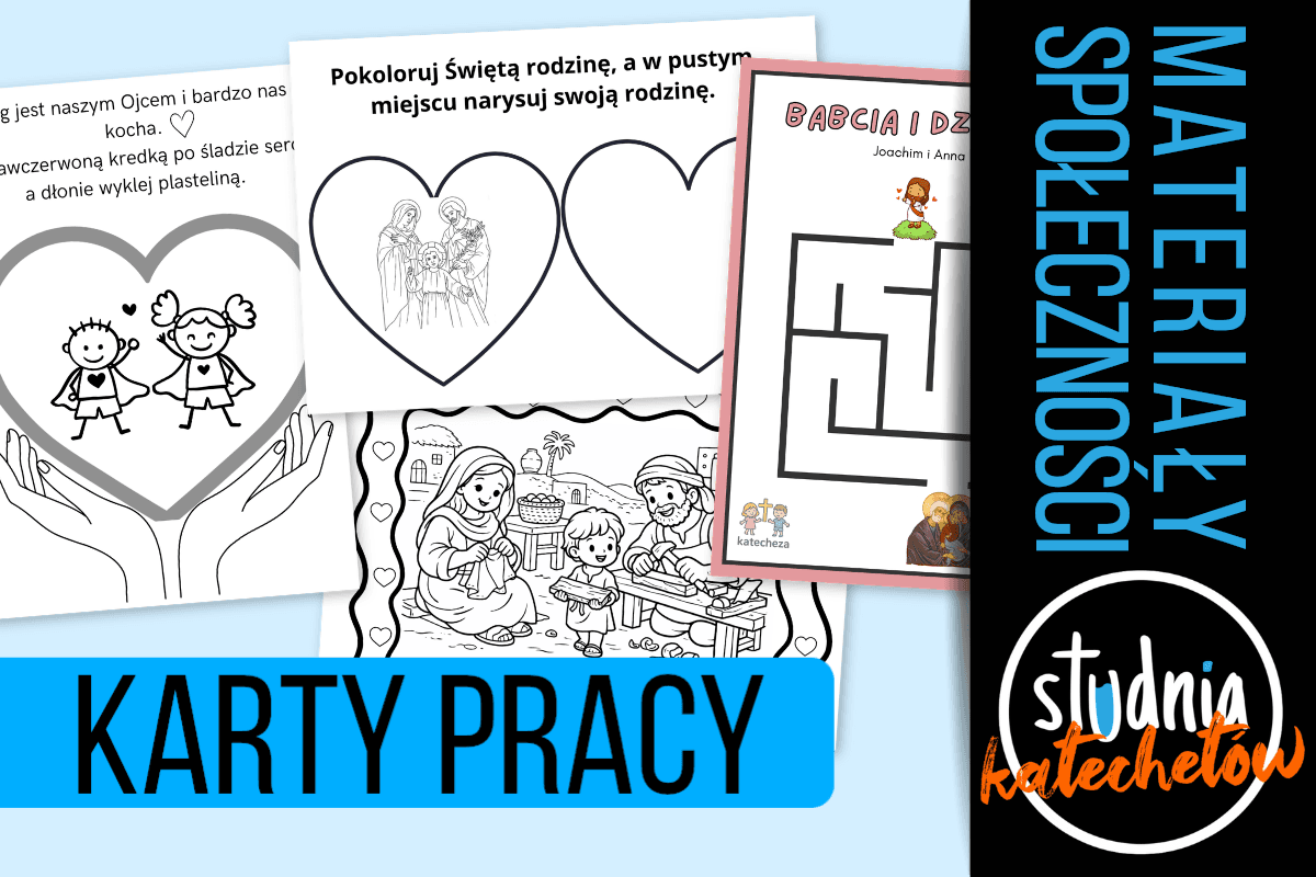 Karty pracy PDF o Rodzinie Jezusa dla przedszkola i klas 1–3
